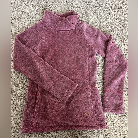 Juniors Roxy Red Invisible Sun Mock Neck Polyester Fleece Pull Over Sweatshirt - Picture 1 of 4